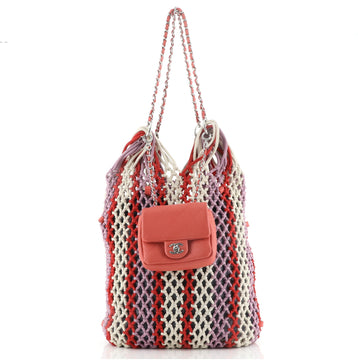 Chanel Shopping Tote Woven Cord and Lambskin Large