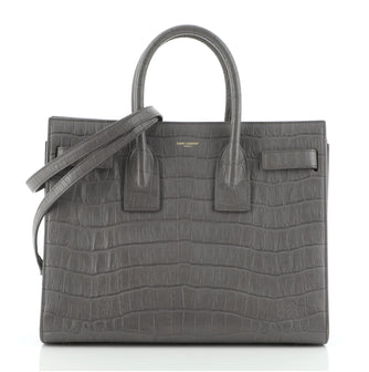 Saint Laurent Sac de Jour Bag Crocodile Embossed Leather Small