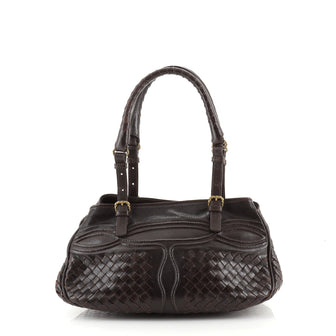 Bottega Veneta Belted Open Satchel Perforated Leather and Intrecciato Leather Small