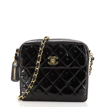 Chanel Vintage Square Front Pocket Camera Bag Quilted Patent Small