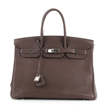 Hermes Birkin Handbag Brown Togo with Palladium Hardware 35
