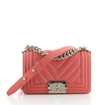 Chanel Boy Flap Bag Chevron Calfskin Small