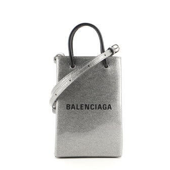 Balenciaga Shopping Phone Holder Glitter Patent