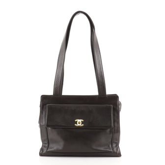 Chanel Vintage Front Pocket Shoulder Bag Leather Medium