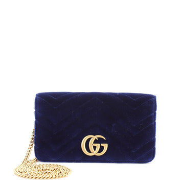 Gucci GG Marmont Chain Flap Bag Matelasse Velvet Mini