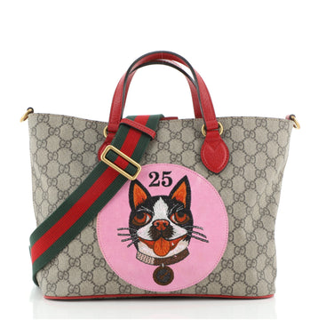 Gucci Convertible Soft Tote Bosco Print GG Coated Canvas Small