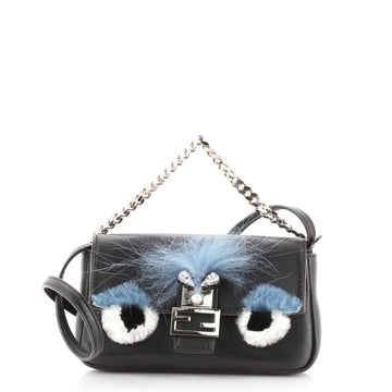 Fendi Monster Baguette Leather and Fur Micro