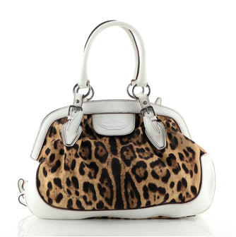 Dolce & Gabbana Animalier Shoulder Bag Leopard Print Canvas and Leather Large