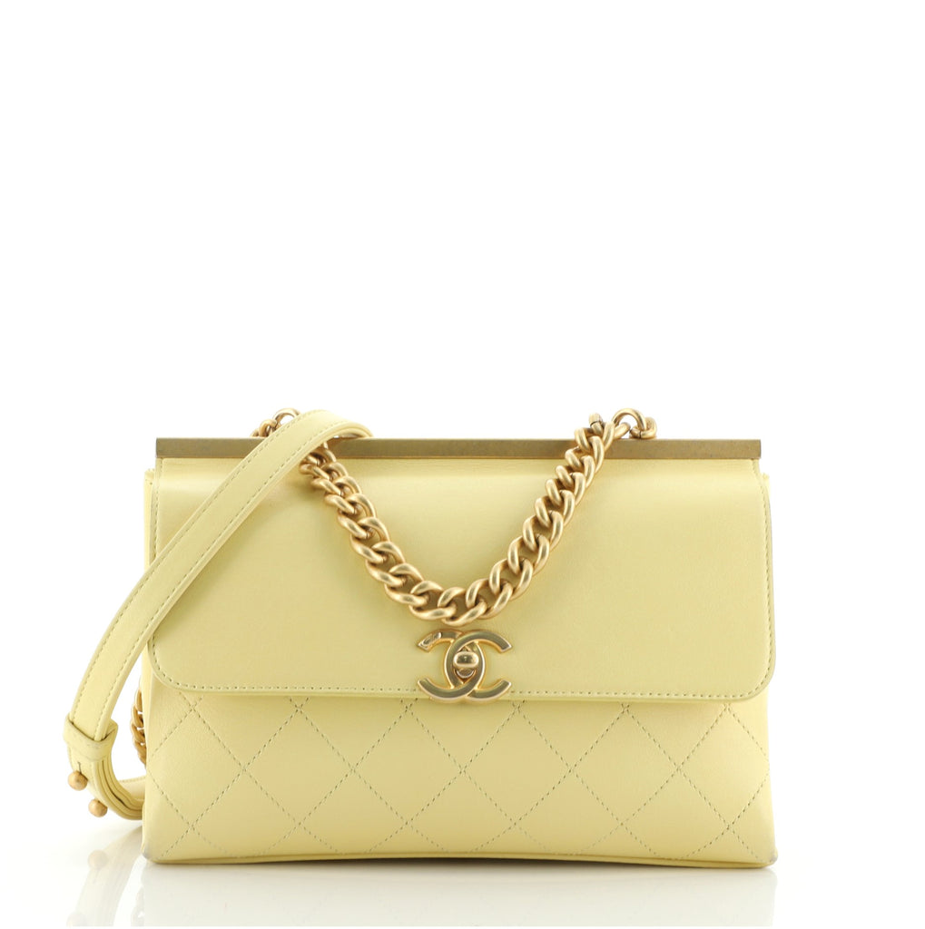 Chanel Coco Luxe Flap Bag Quilted Lambskin Small Yellow 68427233