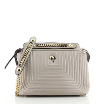Fendi DotCom Click Shoulder Bag Quilted Leather Small