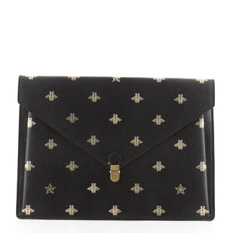 Gucci Bee Envelope Portfolio Printed Leather