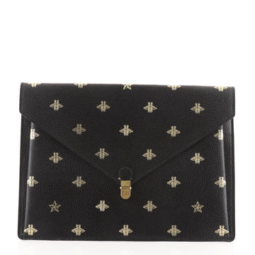Gucci Bee Envelope Portfolio Printed Leather
