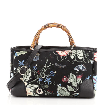 Gucci Bamboo Shopper Tote Flora Canvas Medium
