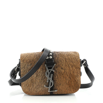 Saint Laurent Classic Monogram Universite Bag Fur with Leather Small