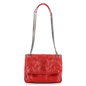 Saint Laurent Niki Chain Flap Bag Matelasse Chevron Leather Baby