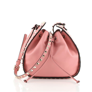 Valentino Rockstud Drawstring Bucket Bag Leather Small