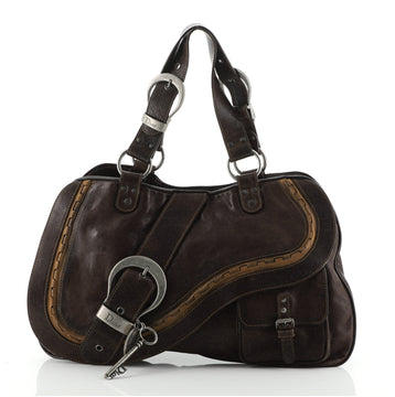 Christian Dior Vintage Gaucho Double Saddle Bag Leather Small