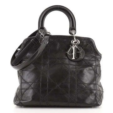 Christian Dior Granville Satchel Cannage Quilt Leather Medium