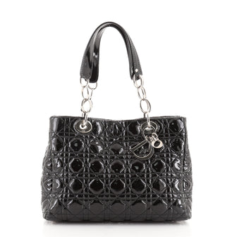 Christian Dior Soft Shopping Tote Cannage Quilt Patent Small