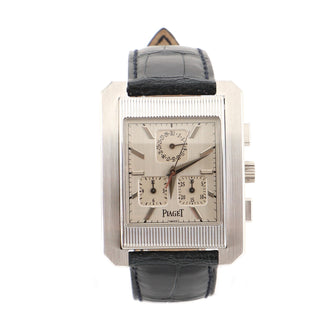 Piaget Protocole Chronograph Quartz Watch White Gold and Alligator 32