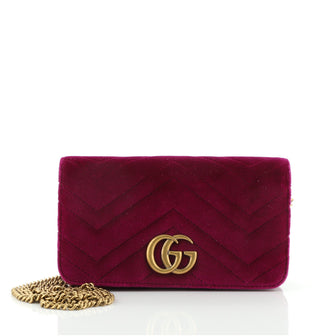 Gucci GG Marmont Chain Flap Bag Matelasse Velvet Mini