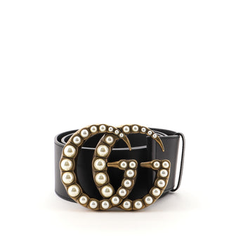 Gucci Pearly GG Marmont Belt Leather Wide