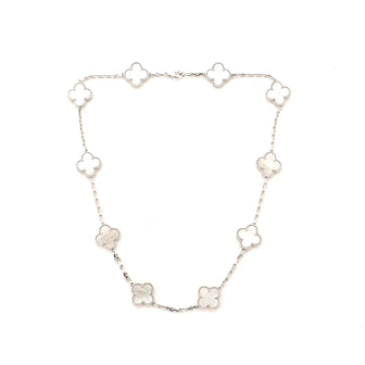 Van Cleef & Arpels Vintage Alhambra 10 Motifs Necklace 18K White Gold and Mother of Pearl