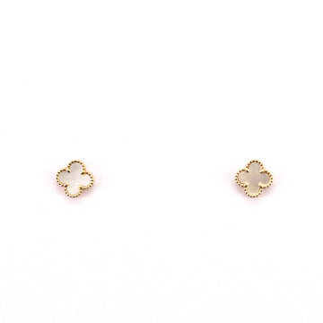 Van Cleef & Arpels Sweet Alhambra Stud Earrings 18K Yellow Gold and Mother of Pearl