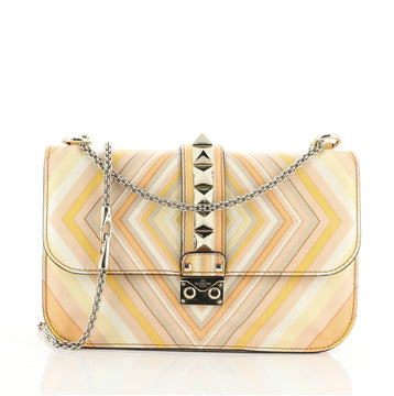 Valentino 1975 Glam Lock Shoulder Bag Striped Leather Medium