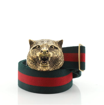Gucci Animalier Web Belt Canvas Wide
