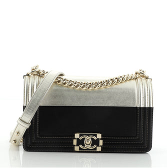 Chanel Bicolor Boy Flap Bag Calfskin Old Medium
