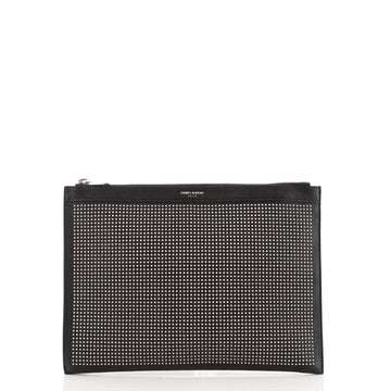 Saint Laurent Zip Pouch Studded Leather Medium