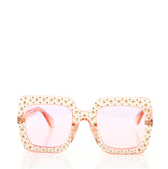 Gucci Oversize Square Sunglasses Crystal Embellished Acetate