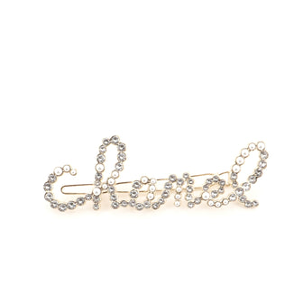 Chanel Swirling Logo Hair Clip Faux Pearls and Crystal Embellished Metal