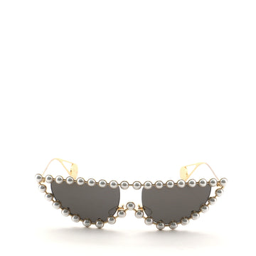 Gucci Pearl Frame Cat Eye Sunglasses Metal and Faux Pearls