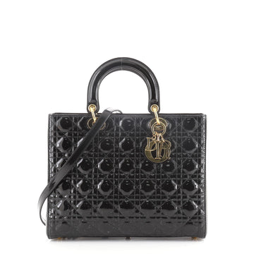 Christian Dior Lady Dior Bag Cannage Quilt Patent Large