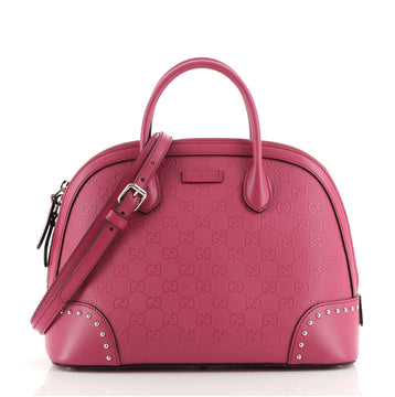 Gucci Dome Satchel Studded GG Embossed Leather Medium