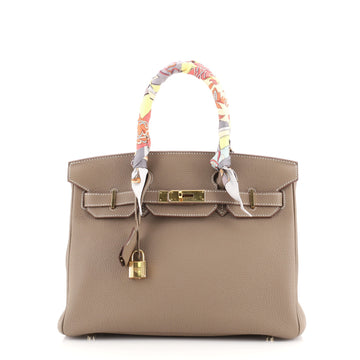 Hermes Birkin Handbag Grey Togo with Gold Hardware 30