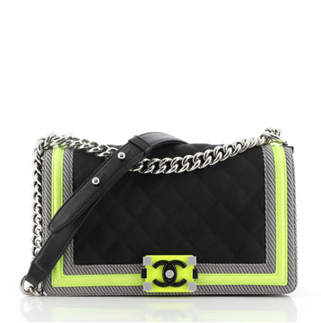 Chanel Fluo Boy Flap Bag Quilted Canvas Old Medium