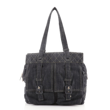 Chanel Vintage CC Double Pocket Tote Denim Medium