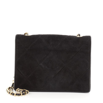 Chanel Vintage Diamond CC Flap Bag Quilted Suede Small