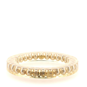 Chanel Logo Bangle Bracelet Resin with Faux Pearls