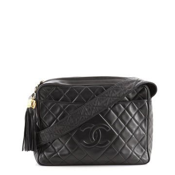 Chanel Vintage Diamond CC Slit Pocket Camera Bag Quilted Leather Medium