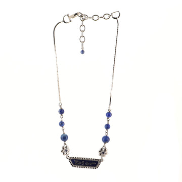 Christian Dior Vintage Logo Plate Choker Necklace Metal with Beads