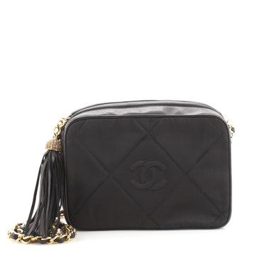 Chanel Vintage Diamond CC Camera Bag Quilted Satin Medium
