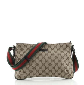 Gucci Web Strap Messenger Bag GG Canvas Small