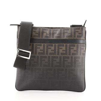 Fendi Flat Front Pocket Messenger Bag Ombre Zucca Coated Canvas Medium