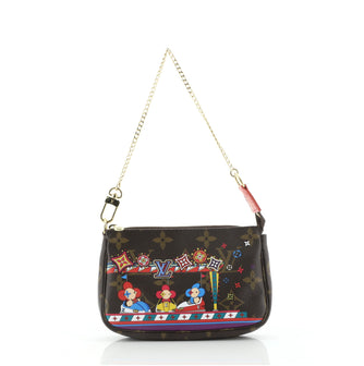 Louis Vuitton Pochette Accessoires Limited Edition Vivienne Xmas Monogram Canvas Mini
