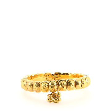 Chanel VIntage Stone Motif Hinged Bangle Bracelet Metal