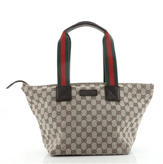 Gucci Web Zip Tote GG Canvas Medium